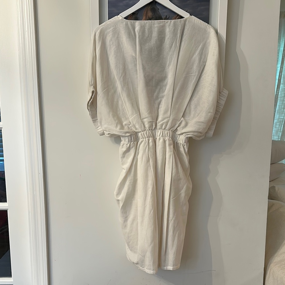 LILA EUGENIA Cream Cocktail Dress with Bateau Neckline and Dolman Sleeves